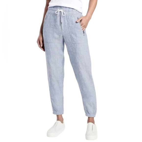 Athleta Blue Chambray Cabo Linen Jogger Pants Size 4 Style#: 530642 - Picture 1 of 11